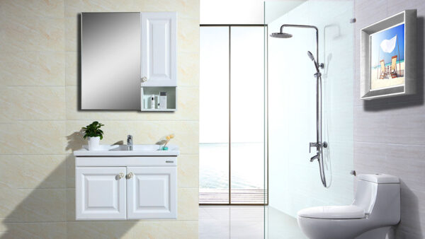 White PVC Wooden Shaker Bathroom Vanity