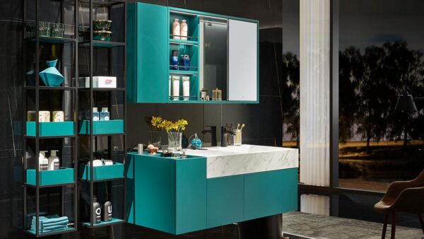 Dark Green Lacquer Bathroom Cabinets Vanity