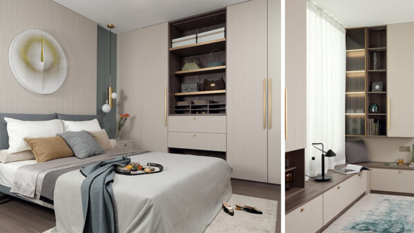 Contemporary Fitted Wardrobe with Built-in Metal Handles