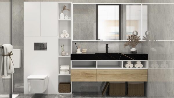 Custom Bathroom Vanity with Tall Side Cabinet