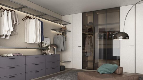 Light Grey and Purple PVC Bedroom Cupboards