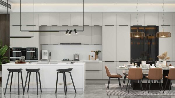 Light Grey Kitchen With Black Hardware