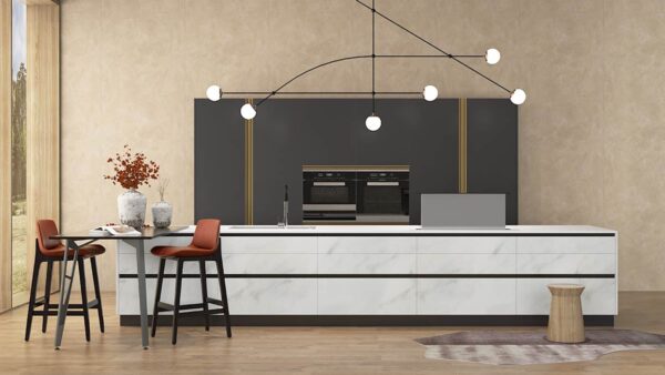 Modern Galley Kitchen in Grey and White