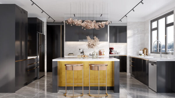 Modern Kitchen Dark Cabinets with Island