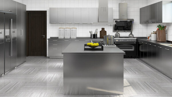 Stainless Steel Kitchen Cabinets with Center Island
