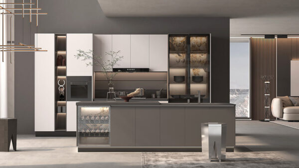 Two Tone Grey and White Kitchen Cabinets