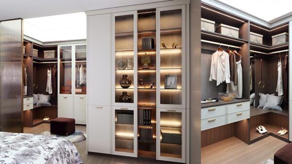 White PVC U-shaped Walk in Closet
