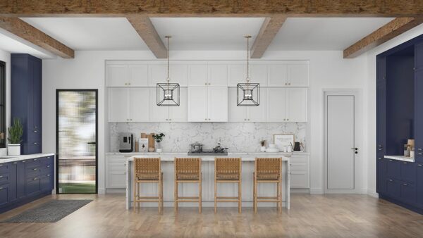 Two Tone Blue and White Kitchen Cabinets