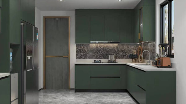 Painted Green J Pull Wet Kitchen