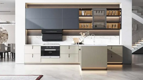 Thermofoil Cabinets Kitchen in T Shaped Layout