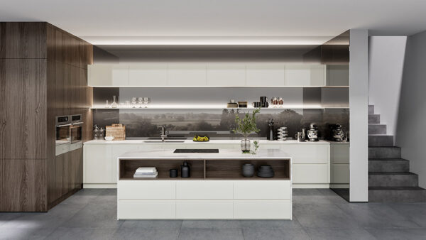 White Parallel Kitchens With Handleless Cabinets
