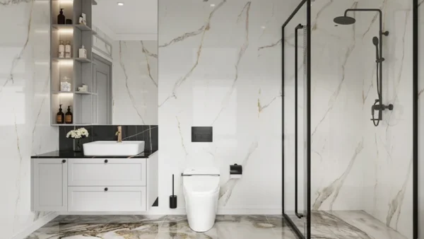 Welsh Series Urban Style White and Black Bathroom Cabinet