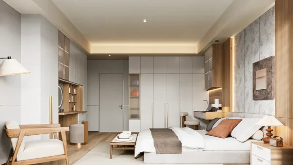 White and Wood Minimalist Wardrobe