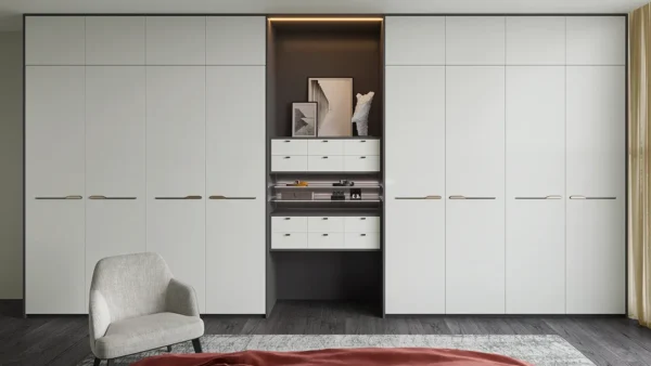 Hinged Fitted Wardrobe in Off White and Elephant Grey