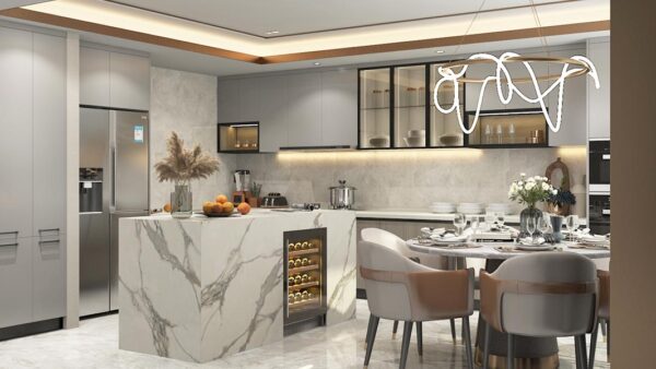 Mindful Gray Kitchen Cabinets with Island