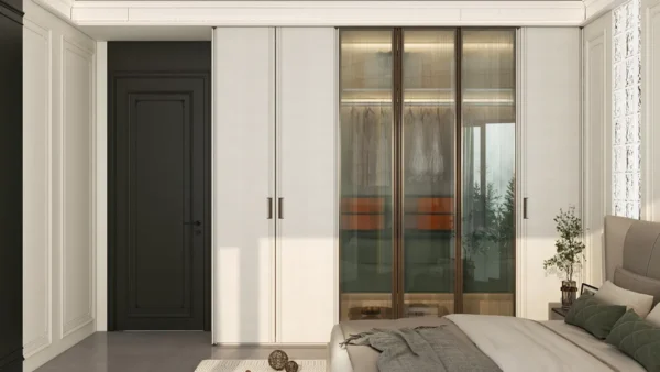 Modern Bedroom Cupboard in White and Green
