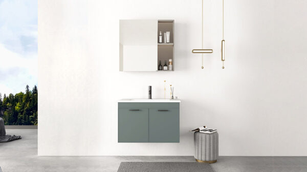 Modern Blue Gray Wall Hung Vanity Unit