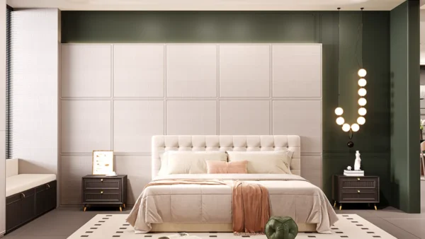 Monika Series Scandinavian Modern Green Bedroom with Closet