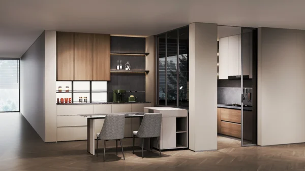 Renaut Series Closed Concept Natural Wood Kitchen