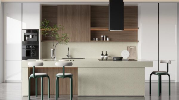 White and Timber Kitchen Warm Minimalist Design