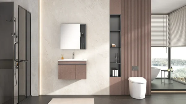 Modern Minimalist Red Wall-Mounted Bathroom Vanity